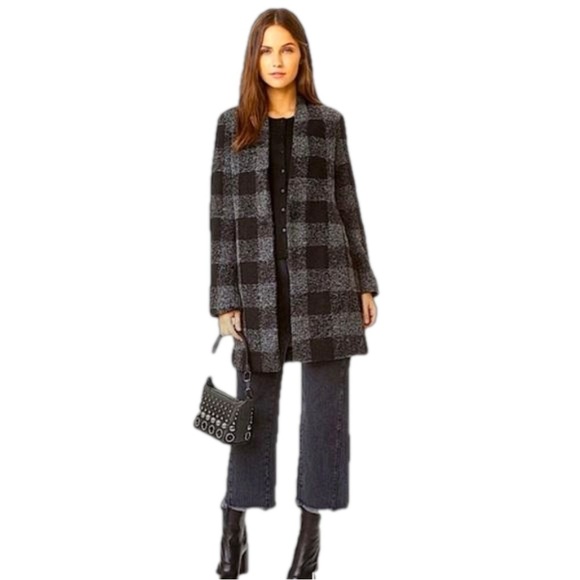 CLUB MONACO Japhia Coat Gray Black Plaid jacket - Picture 1 of 9